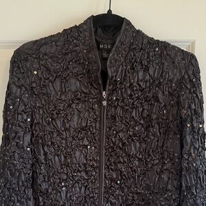 MSK Black Sequin embelishments Ruched Textured Women's Blazer Medium